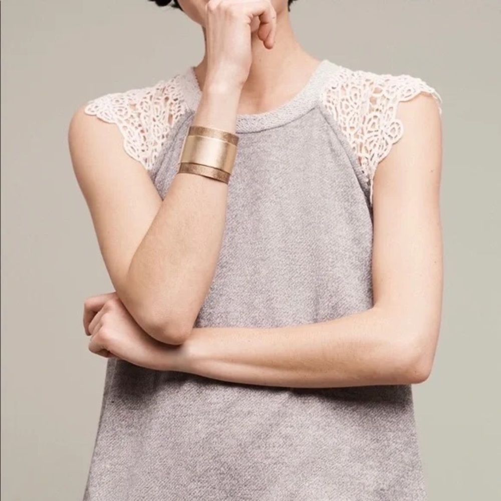 anthropologie linza top with lace cap sleeves